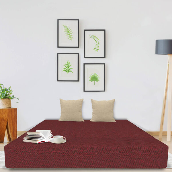 maroon sofa cum beda