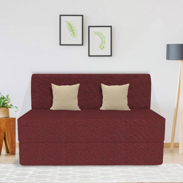 maroon sofa cum beda