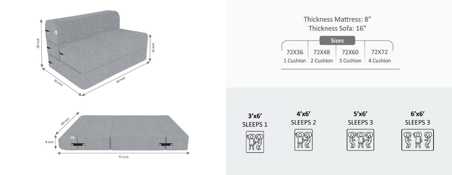 sofa cum bed measurement guide