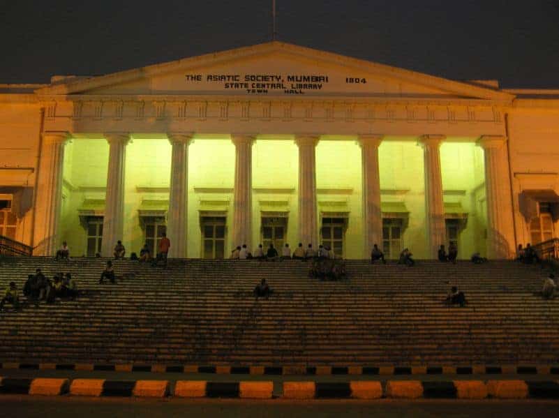 Asiatic library in Mumbai at night near mattress store